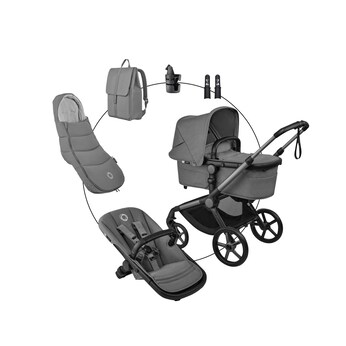 Kombikinderwagen Trio-Set inkl. Wickelrucksack, Fußsack und Höhenadapter