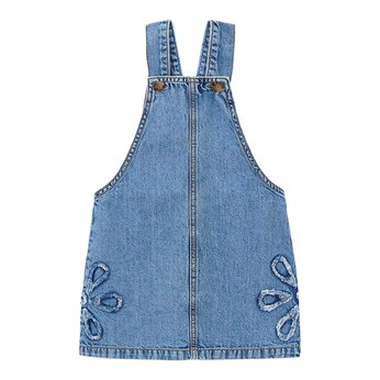 Jeans-Latzkleid Blumen