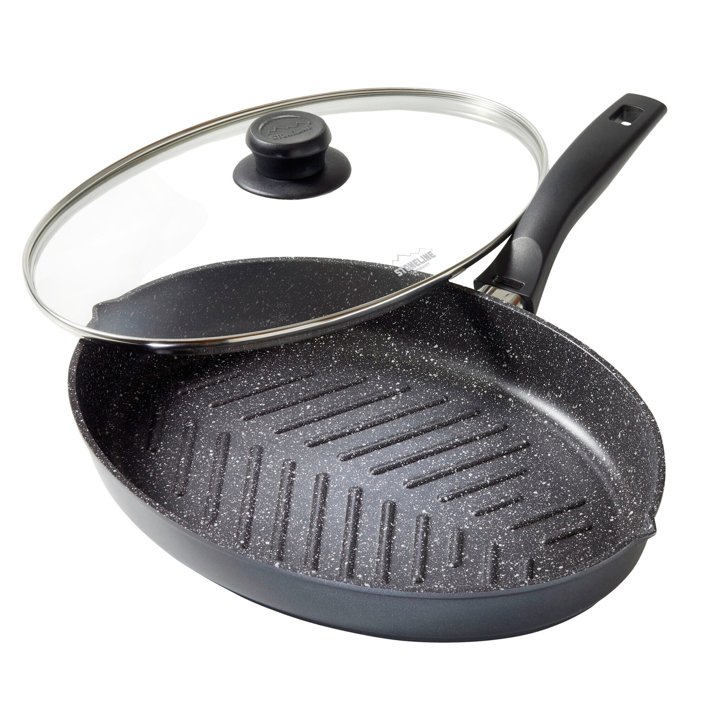 STONELINE® STONELINE Fisch- und Schnitzelpfanne Oval 35x24 cm | mit Deckel