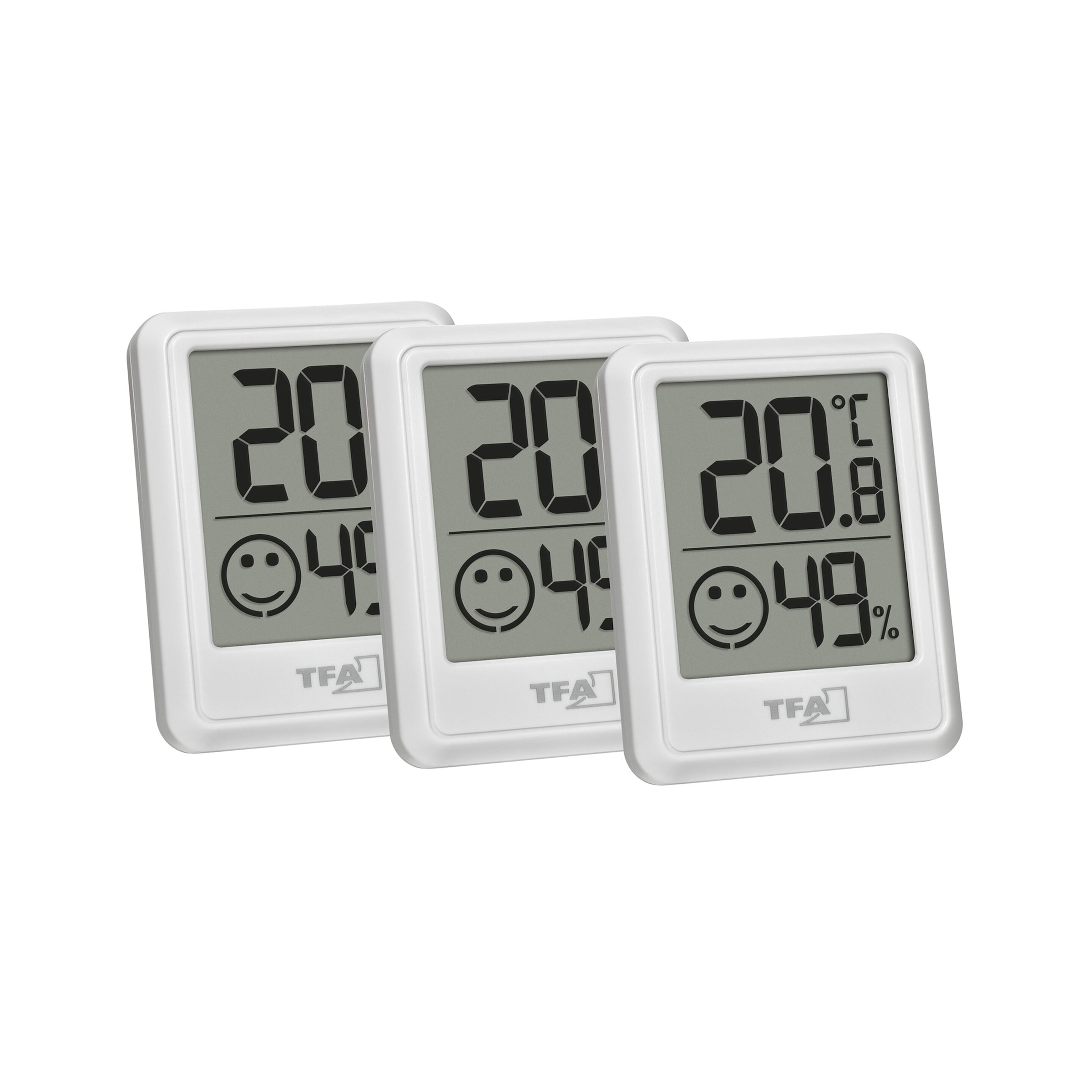 Digitales Thermo-Hygrometer, 3er Set weiss