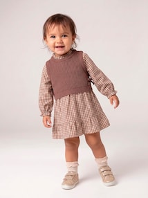 2-in-1-Kleid mit integriertem Pullunder Baby, Musselin