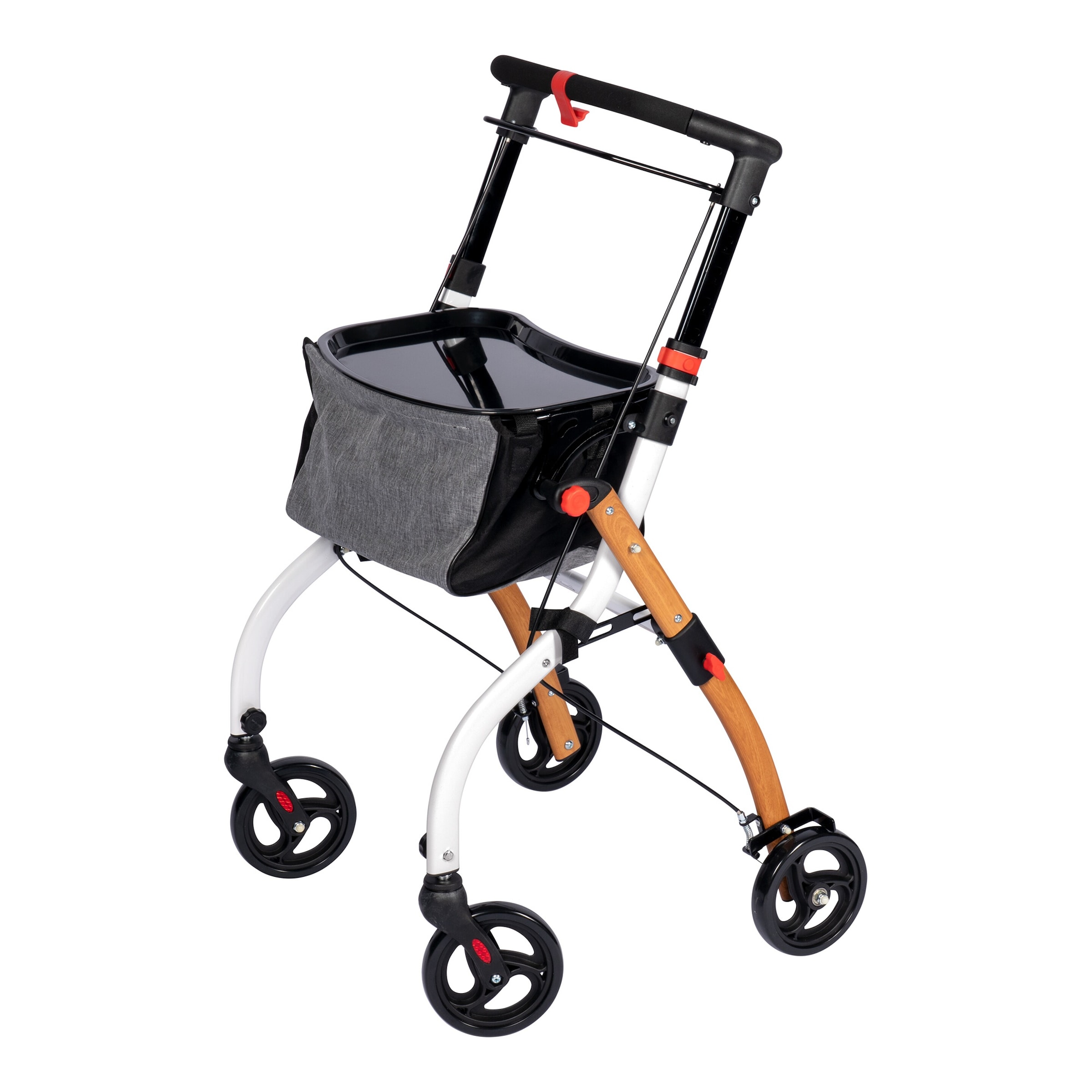 Indoor-Rollator in Holz-Optik mit Tasche und Tablett - AT51040