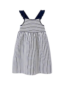 Mädchen Kleid mit Volant-Trägern aus Rippjersey