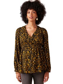 Bluse für Schwangerschaft und Stillzeit mit Glanz-Blumen