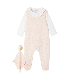 Bio-Kollektion: Baby-Set zur Geburt aus Overall, Body & Schmusetuch