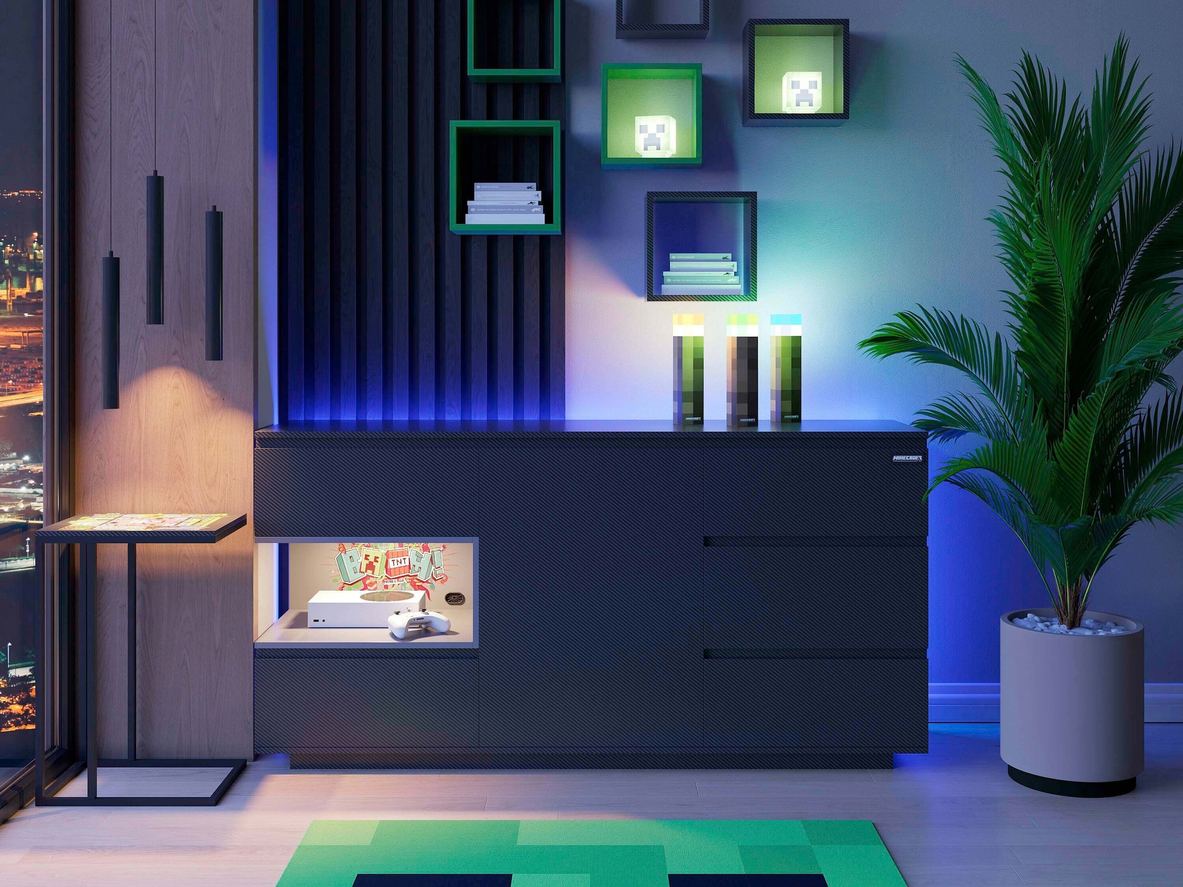 Roba Sideboard mit 5 Schubladen und 1 Tür, offene Ablage für Konsole,_3 PS_ Minecraft