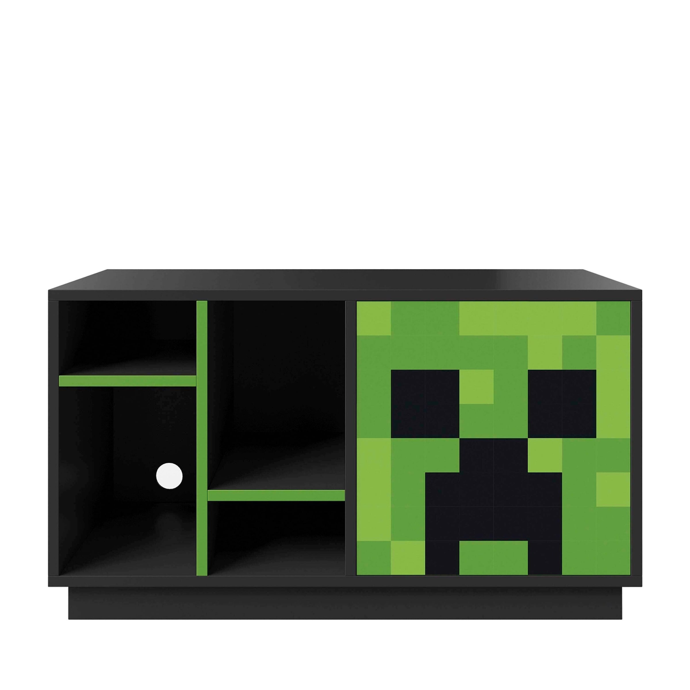 Roba TV-Lowboard mit Tuer mit Push-Open und 4 offenen Fächern, Kabeldurchführung Minecraft