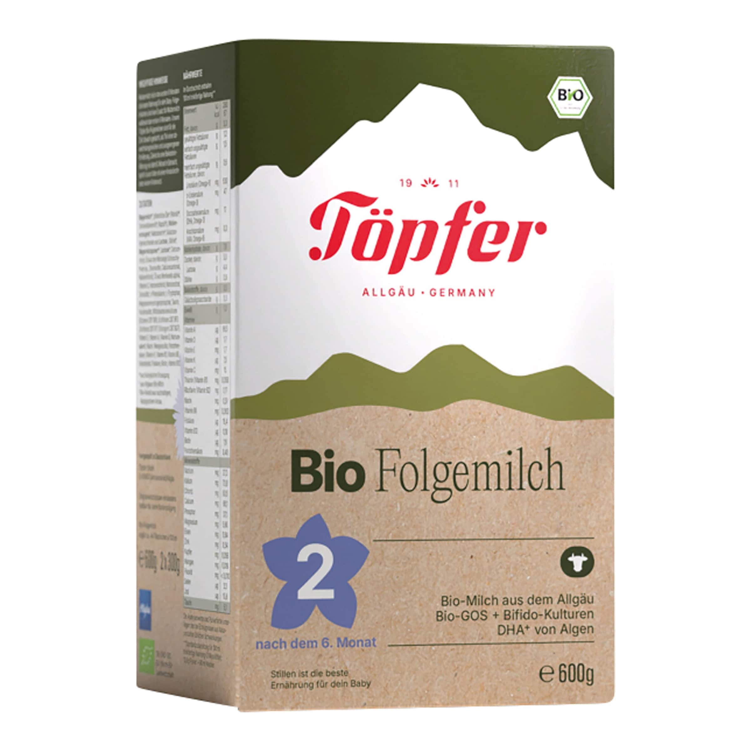 Töpfer 4er Pack Bio Folgemilch 2 600 g