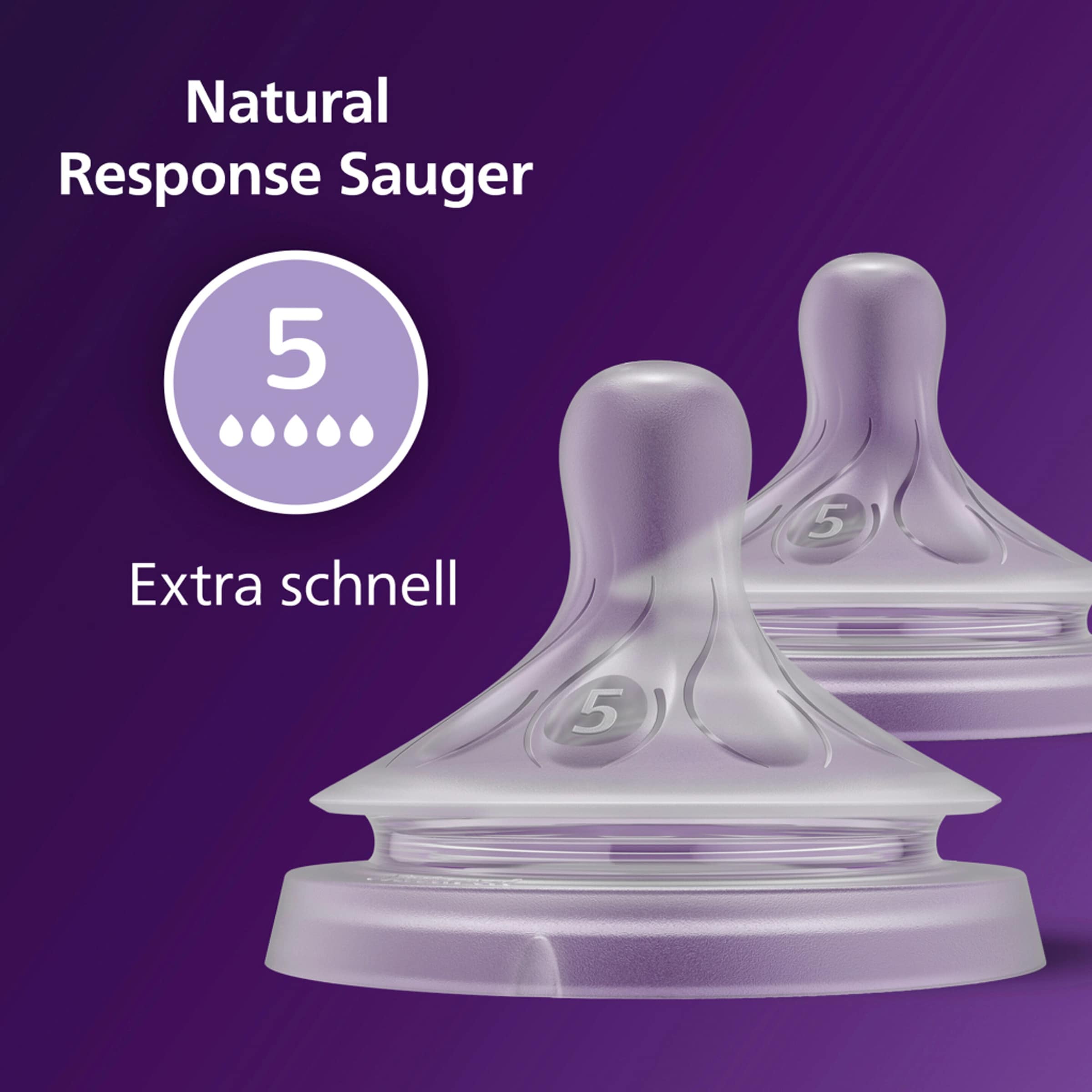 2er-Pack Natural Response Sauger, Silikon, Stufe 5, ab 6M