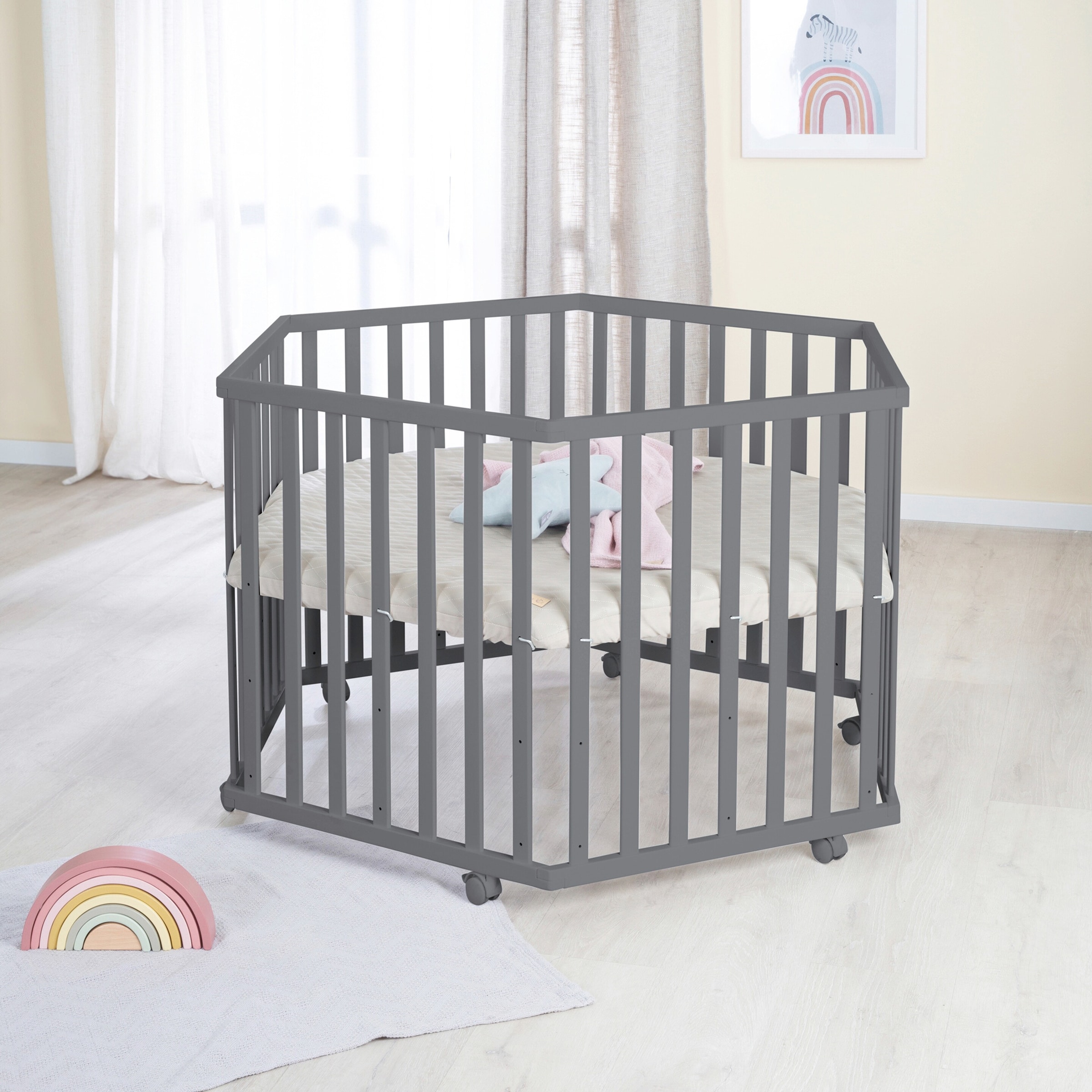 Roba Laufgitter 6-eckig Greyish gesteppt 'Luxe'