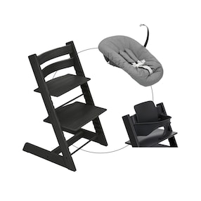 Bundle Treppenhochstuhl Eiche inkl. Newbornset Deep Grey & Babyset