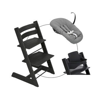 Bundle Treppenhochstuhl Eiche inkl. Newbornset deep grey & Babyset