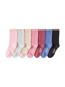 7er-Pack Mädchen Socken, Glitzerstreifen BASIC