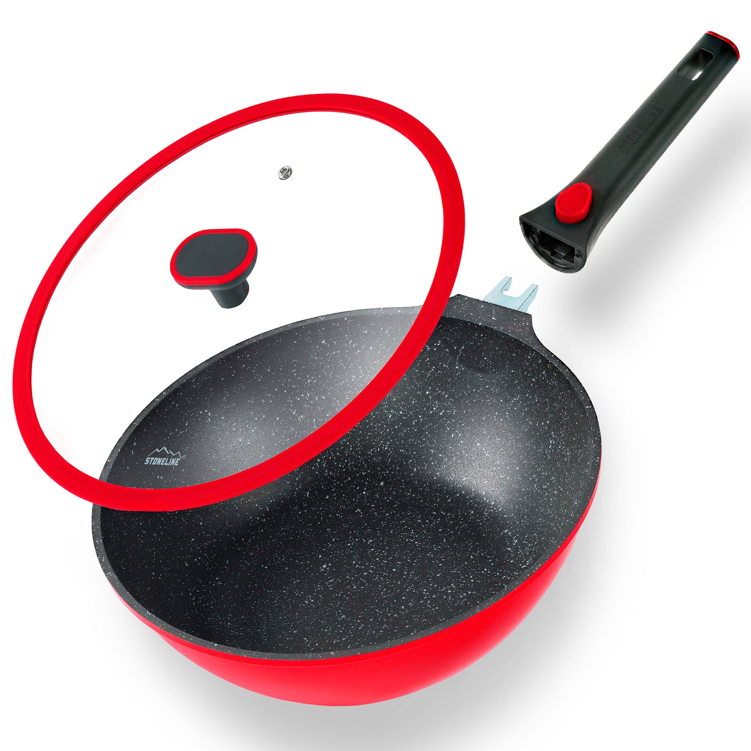 STONELINE® STONELINE SMART Wokpfanne 30 cm | mit Deckel - Rot