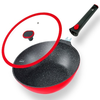 STONELINE SMART Wokpfanne 30 cm | mit Deckel - Rot
