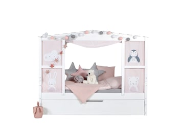 Hausbett mit Bettkasten "Amelie" Kiefer Weiß
