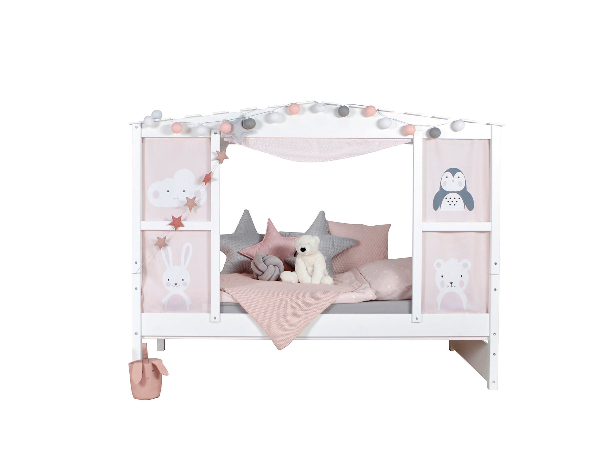 Ticaa Hausbett mit Bettkasten "Amelie" Kiefer Weiß