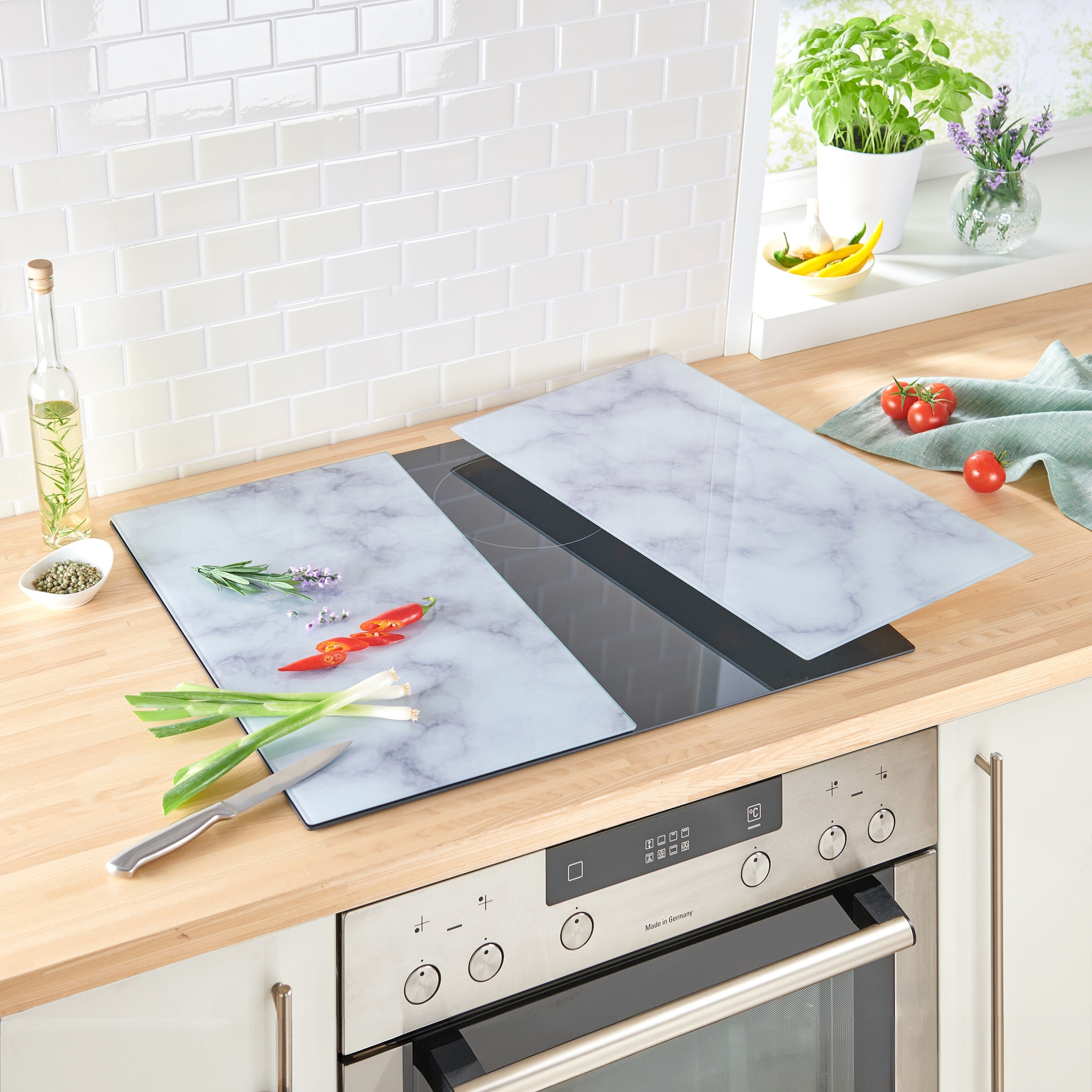 Herdabdeckplatten "Marmor“, 2 Stück