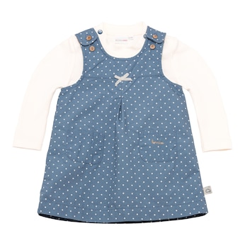 2-tlg. Set Webkleid mit Shirt Punkte