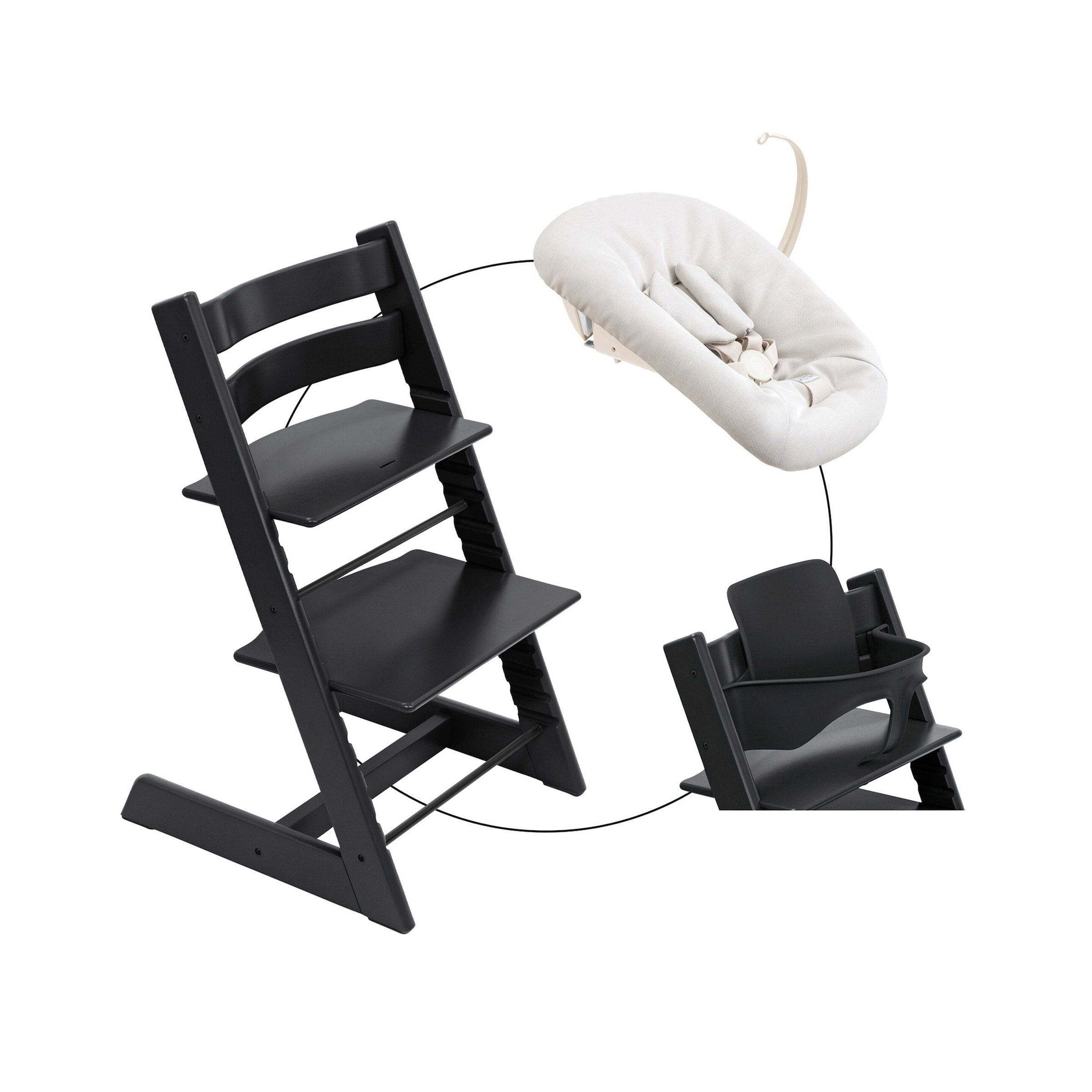 Stokke® Tripp Trapp® Bundle Treppenhochstuhl inklusive Newbornset Vanilla White & Babyset