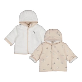 Veste réversible peluche avec capuche pingouins