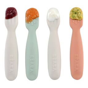 Set De 4 Cuillères Et Fourchettes Bébé En Silicome - Apprentissage Mange Seul - Sans BPA