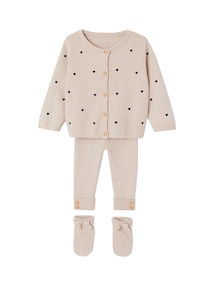 Baby Strickset aus Strickjacke, Leggings und Söckchen, Erstausstattung