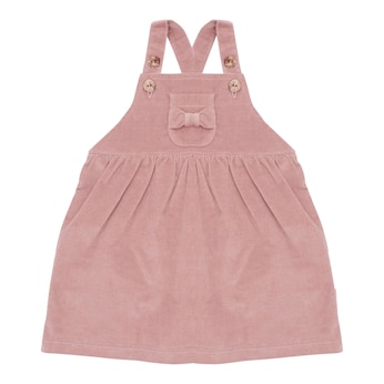 Robe-salopette en velours côtelé noeud