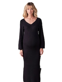 Langes Rippstrickkleid für Schwangerschaft und Stillzeit