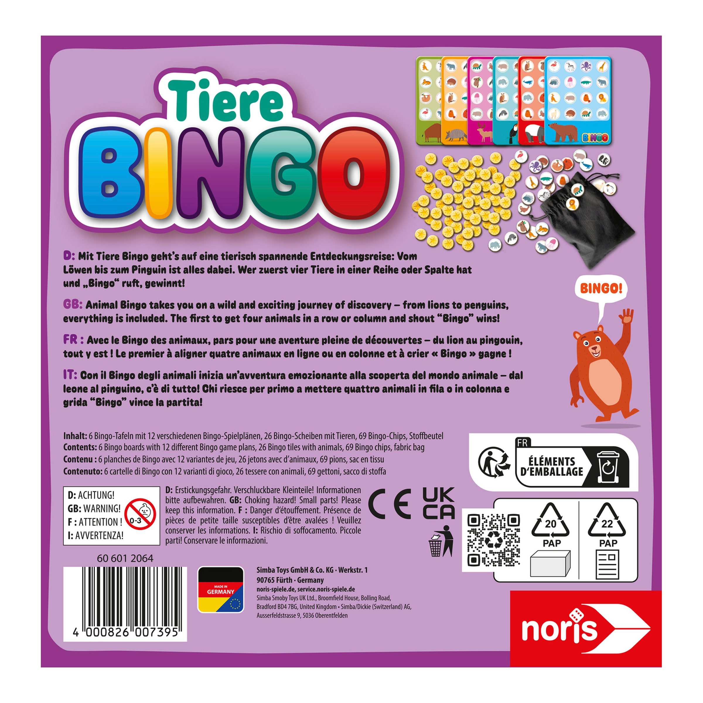 Spiel Tiere Bingo