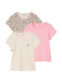 3er-Pack T-Shirts mit Picotkante aus Rippjersey Mädchen