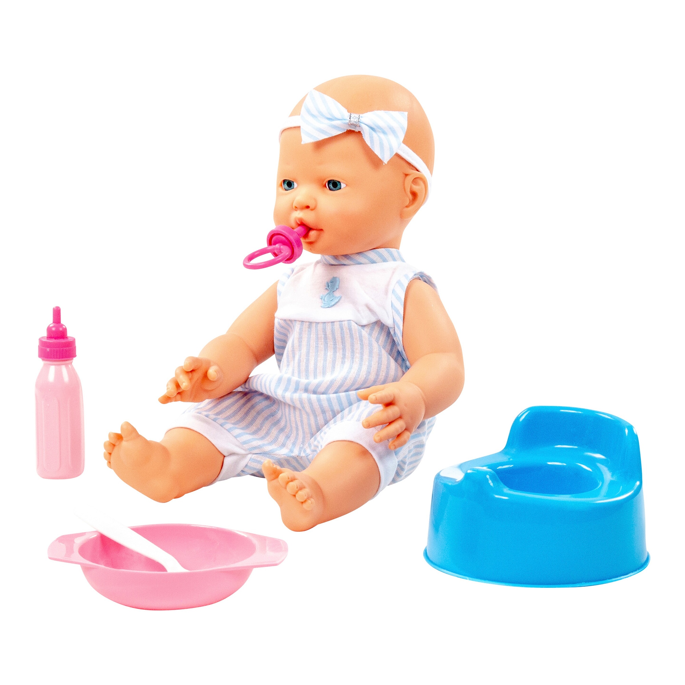 Polesie Puppe Fröhliches Baby 35cm mit Schnuller & Zubehör