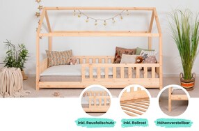 Kinderbett Hausbett "Kay" 120x200 Kiefer natur