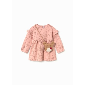 Kleid langarm Punkte Rüschen