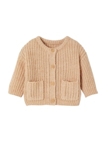 Baby Strickjacke mit aufgesetzten Taschen, Grobstrick