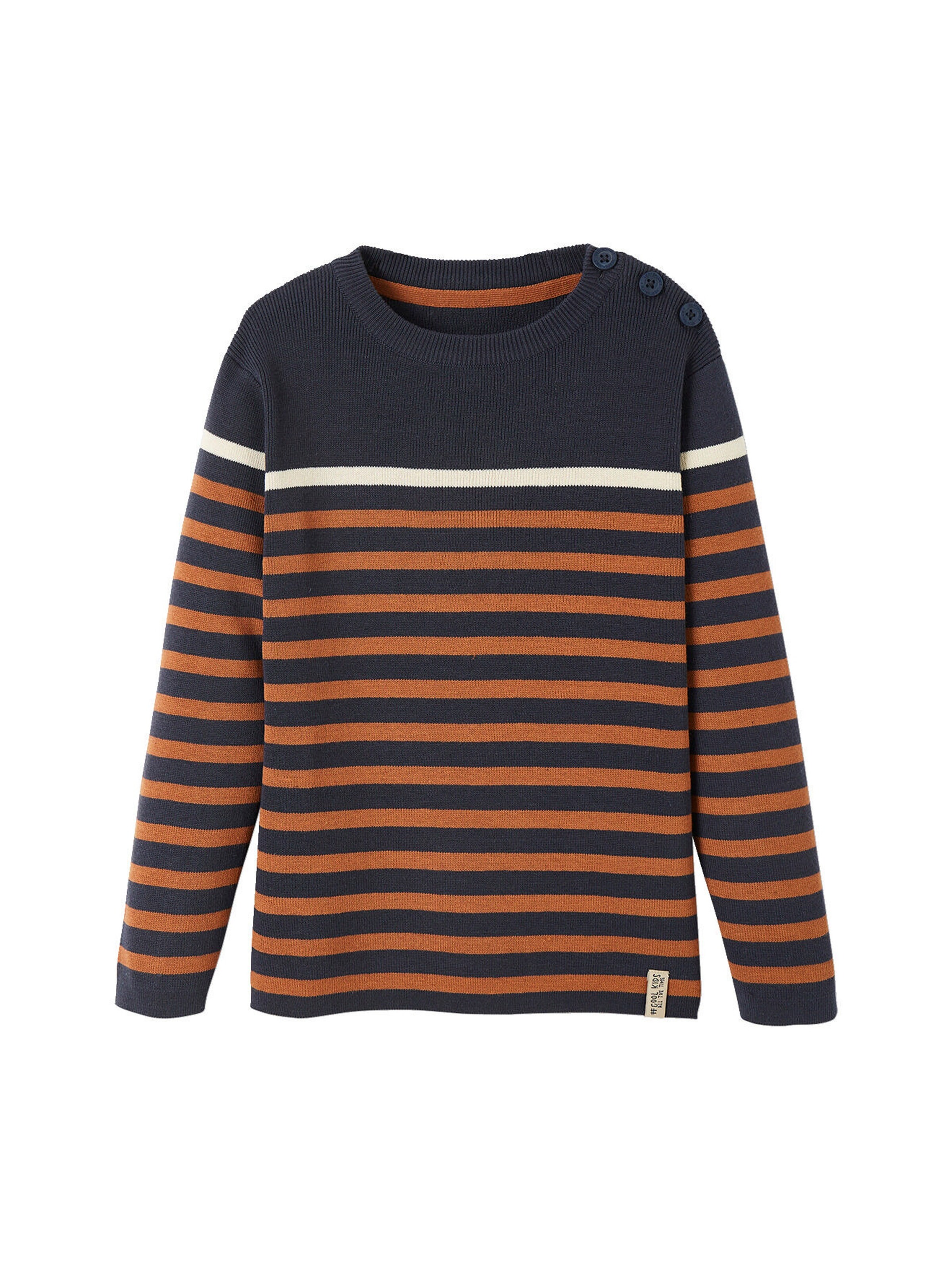 Jungen Feinstrickpullover Mit Streifen In Wollweiß Produktbild-Vorschau 3