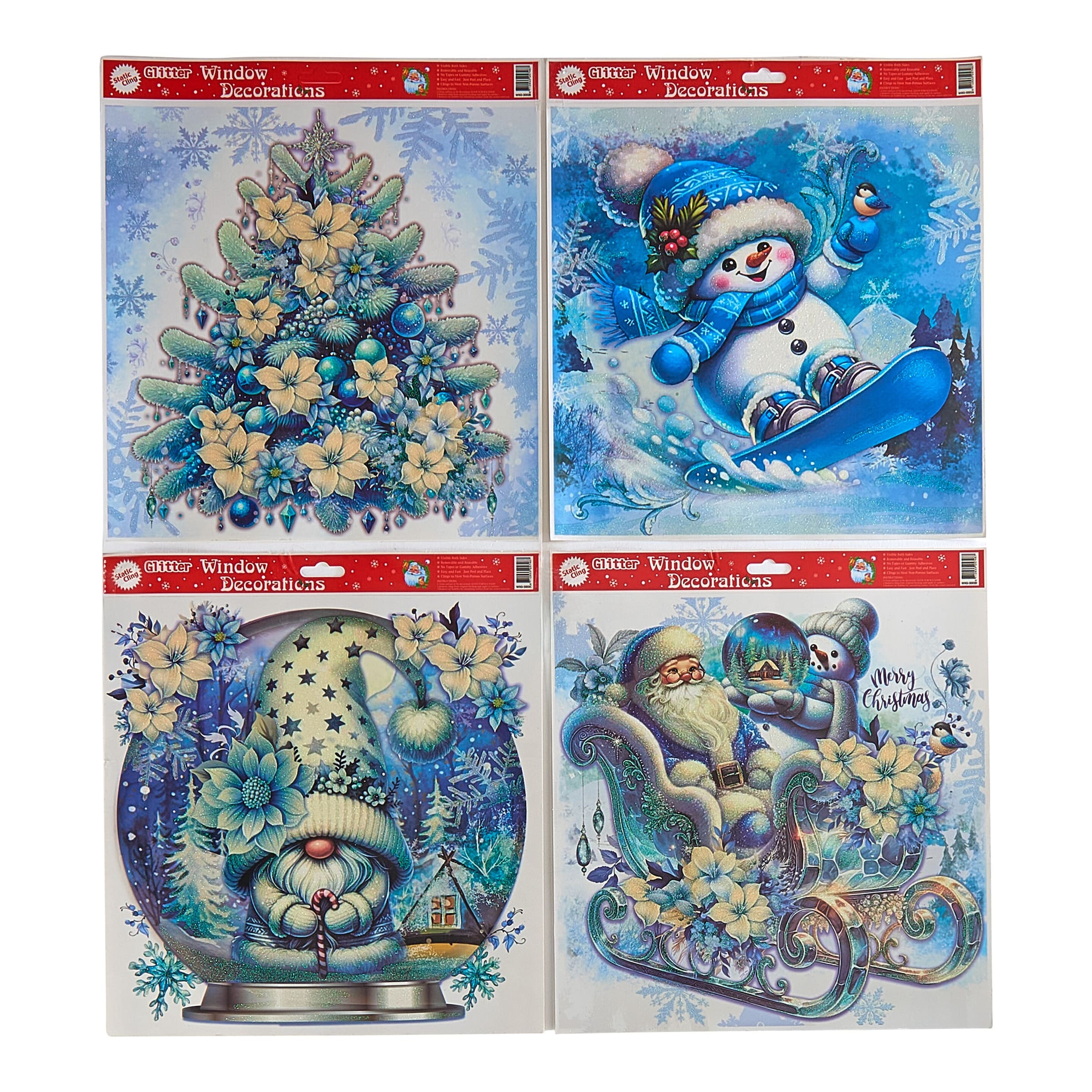 Fenster-Sticker „Winter-Glitter“, 4 Stück