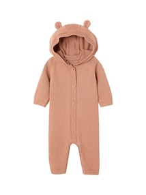 Baby Strickoverall mit Kapuze und 3D-Ohren