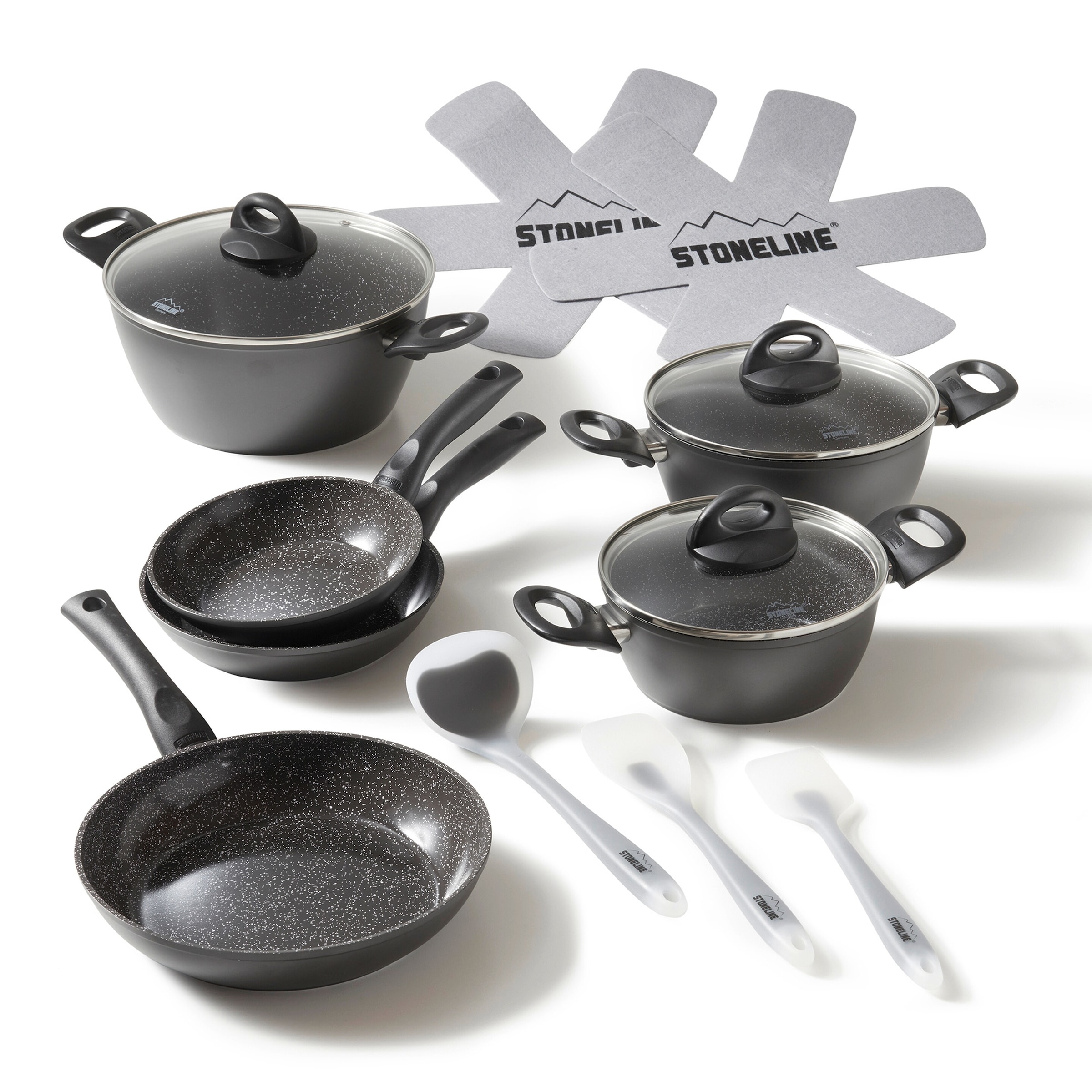STONELINE® STONELINE CERAMIC Keramik Kochgeschirr-Set 14-teilig | mit Deckeln - Schwarz