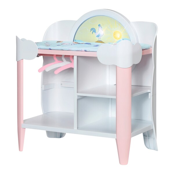 ROBUD Poste à Langer pour poupées en Bois, Table à Langer pour poupées 4-en-1 avec Machine à Laver et stérilisateur de Bouteilles, Accessoires pour poupées de Moins de 20, Cadeau pour Enfants