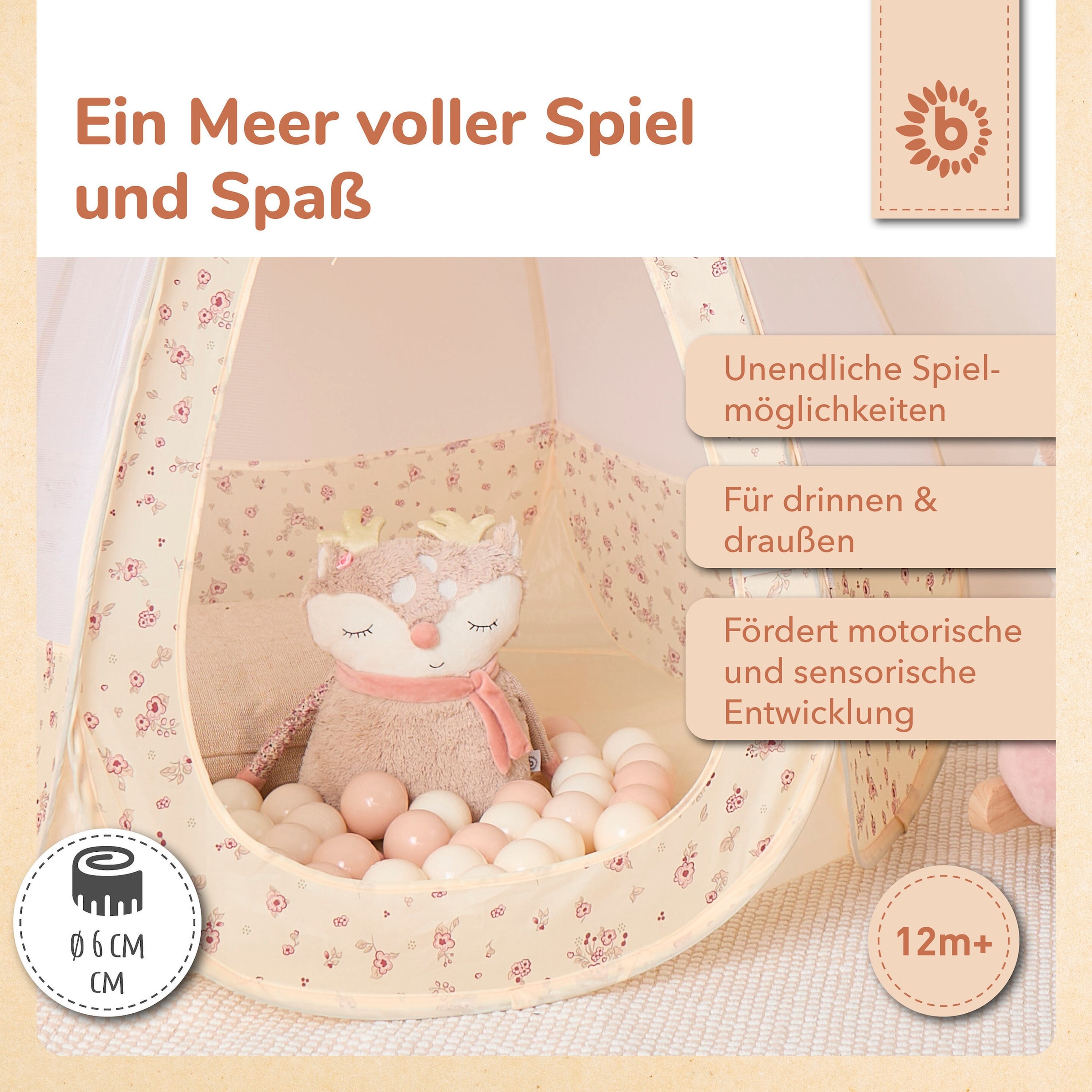 Bieco Bälle für Bällebad Vintage Flowers 100 Stück
