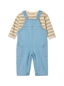 Baby-Set: Latzjeans mit verstelltbaren Träger und Shirt