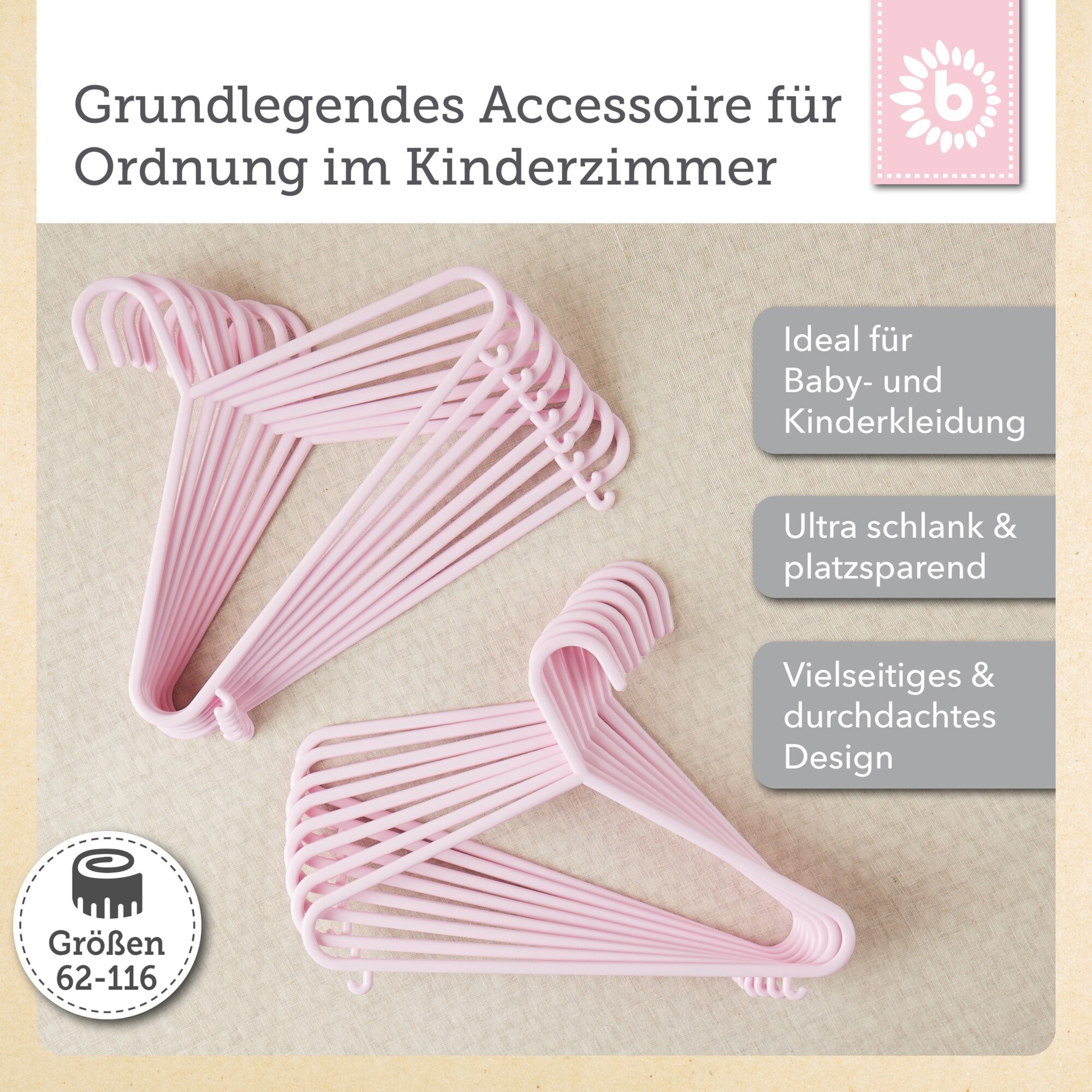 Bieco Kleiderbügel Kinder 16 St. Rosa