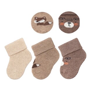 Lot de 3 paires de chaussettes bébé renard ours