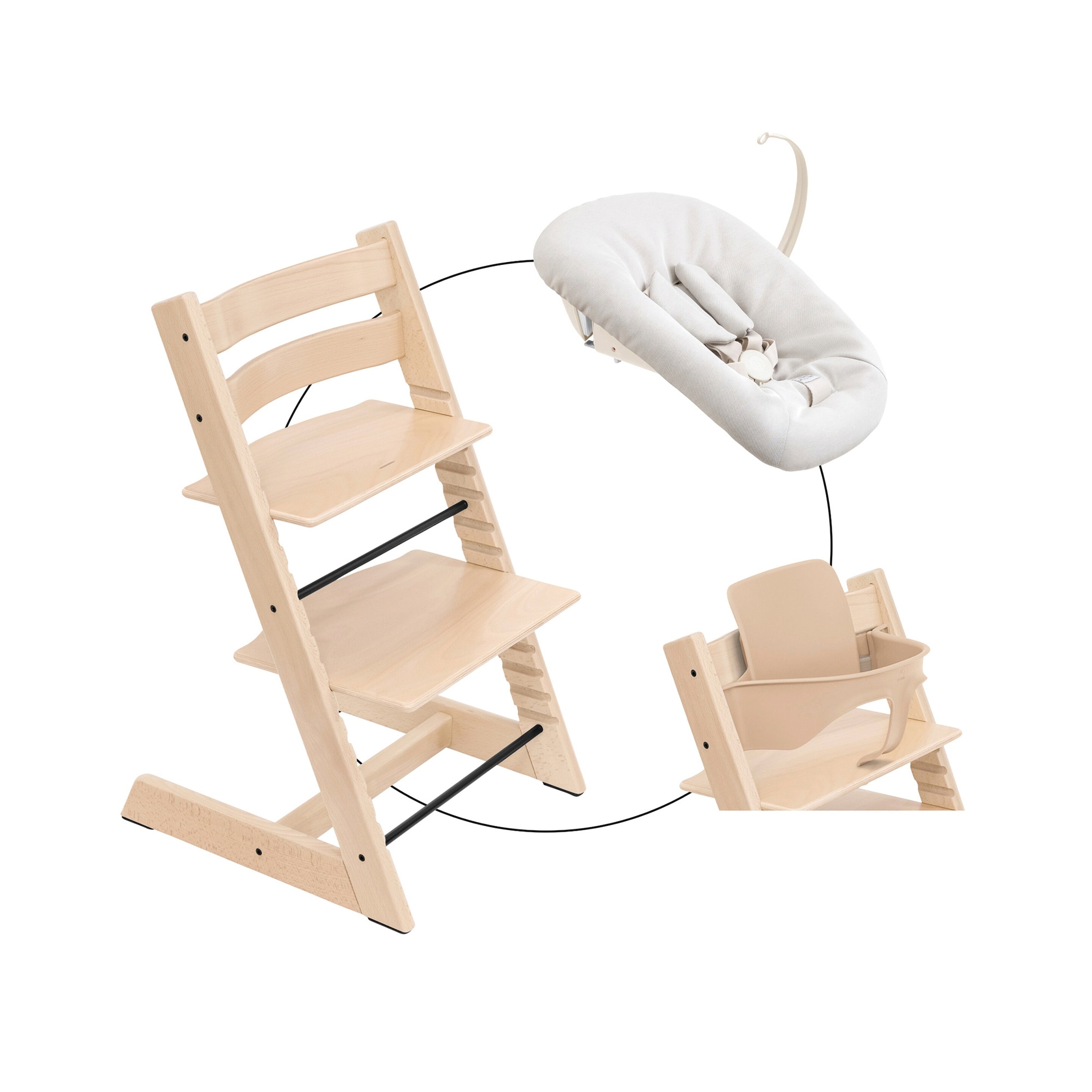 Stokke® Tripp Trapp® Bundle Treppenhochstuhl inklusive Newbornset Vanilla White & Babyset
