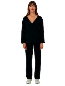 Umstands-Set aus Jacke & Hose für Schwangerschaft & Stillzeit aus Rippstrick