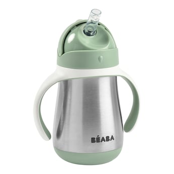 Tasse d’apprentissage en inox avec poignées et paille 250 ml