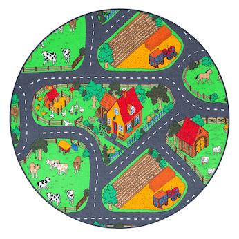 Kinder Spiel Teppich Bauernhof Rund