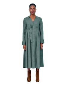 Langes Hemdblusenkleid aus Jacquard für Schwangerschaft und Stillzeit