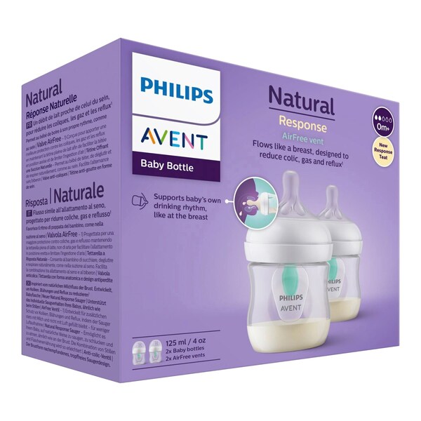 Philips Avent Biberon Natural Response avec valve AirFree - 125 ml -  Biberon Philips Avent sur L'Armoire de Bébé
